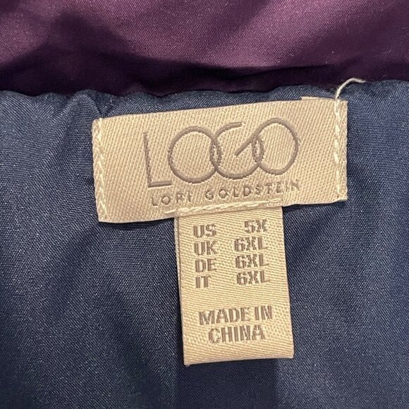 NWOT LOGO Lori Goldstein Womens Purple Quilted Jacket 5X Polyester Snap Buttons - Picture 3 of 6